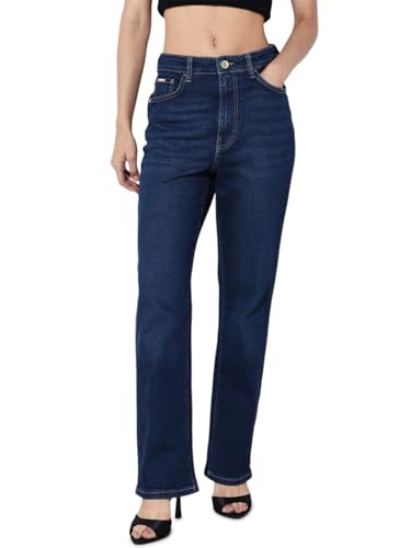 ONLY Women's Straight Fit Mid Rise Blue Jeans