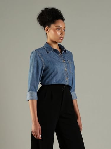 Solid Regular Fit Cotton Shirt Blue