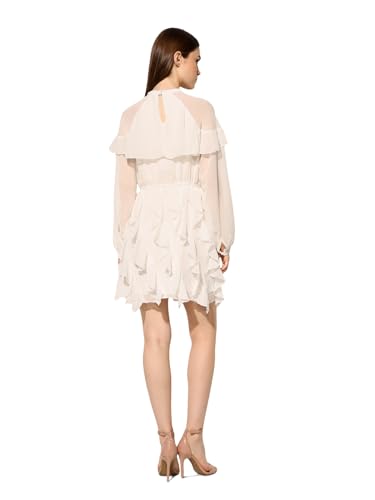 ONLY Women's Self Design Fit and Flare White Dress
