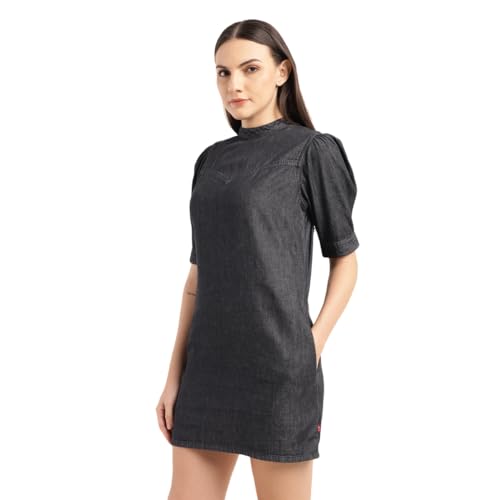 Levi's Women's Cotton A-Line Above The Knee Dress (Black)