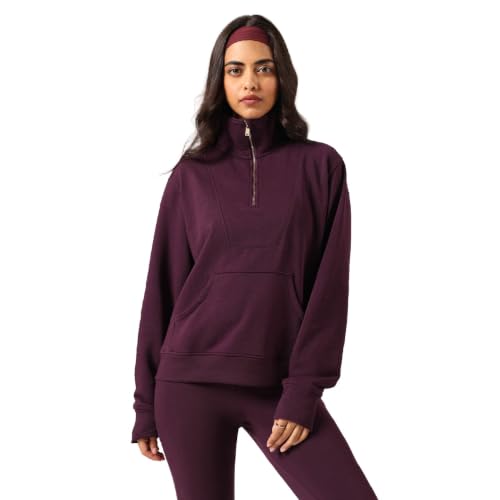 BlissClub BlissTerry Half Zip Jacket for Women, Premium Cotton French Terry, 10X More Durable Than Cotton, Relaxed Fit with Kangaroo Pocket