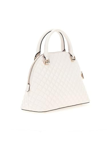 GUESS Off White Quilted Everlee Dome Satchel Bag