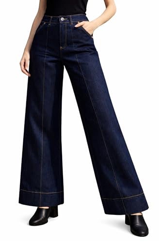 Ben Martin Dark Blue Baggy Jeans for Women | Korean Style | Women,'s Loose Jean | High Waist Wide Leg Jeans | Oversized Jean's for Womenss | Straight Fit Daily Casual Office Wear Women's Jeanss 28