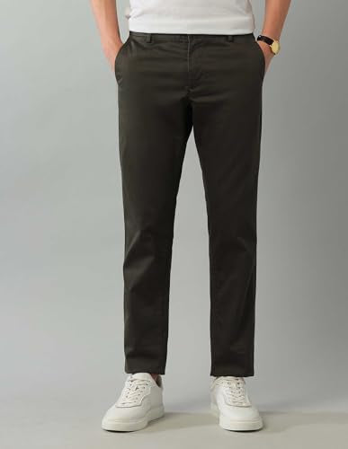 Arrow Men's Printed Slim Fit Acrylic Casual Trouser Olive