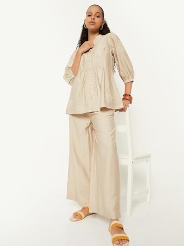 Max Women Solid Palazzo (Beige_L)