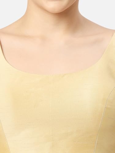 Biyu Women's Art Silk Solid Round Neck Sleeveless Readymade Saree Blouse