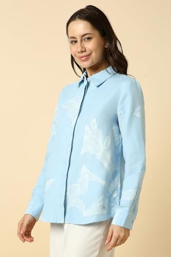 Allen Solly Women Light Blue Print Long Sleeves Shirt