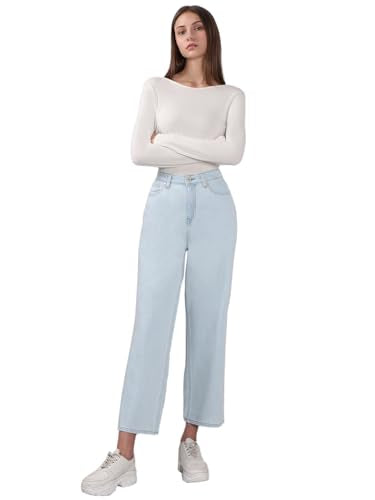 Vero Moda Women's Wide Leg Mid Rise Light Blue Jeans