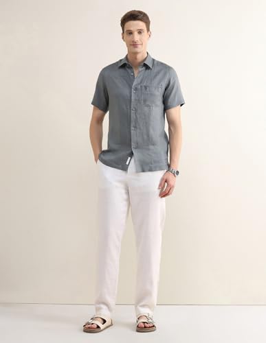 U.S.Polo Association Men's Solid Regular Fit Shirt (USSHTP1273H_Dark Grey_44)