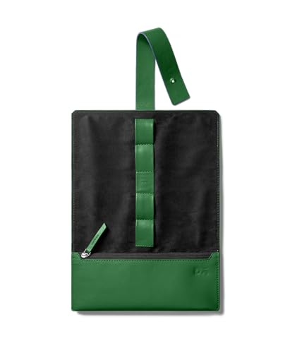 DailyObjects Row Portable Smart Watchband Organiser Case | Compatible with Apple Watchbands | Holds Upto 4 Band/Straps | Vegan Leather | Zipper Compartment with Charger Pocket - Green