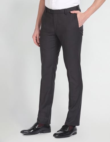 Arrow Solid Dobby Formal Trousers Dark Brown