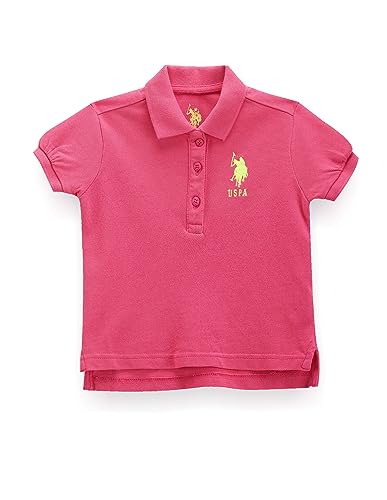 U.S. Polo Assn. Girls Cotton Pique Polo Shirt Pink