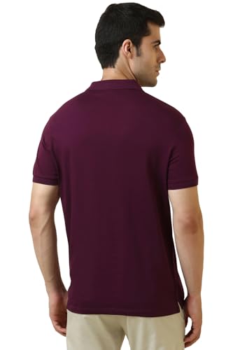 Allen Solly Men Purple Solid Polo Neck T-Shirt