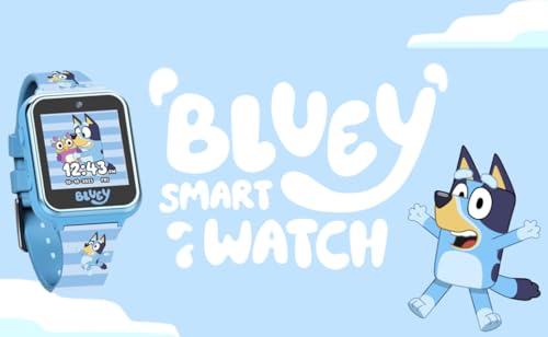 Accutime Bluey Kids Smartwatch with Camera, Games, Pedometer and Audio Recorder for Creative Play and Learning, 1.5" Touchscreen, Blue, Fits 5.5"-8.0" Wrists, for Boys and Girls Ages 3+