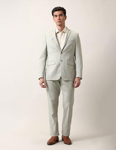 Arrow Men's Self Design Two Piece Ceremonial Suit Light Green