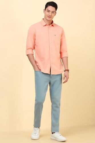 Allen Solly Men Peach Solid Full Sleeves Casual Shirt