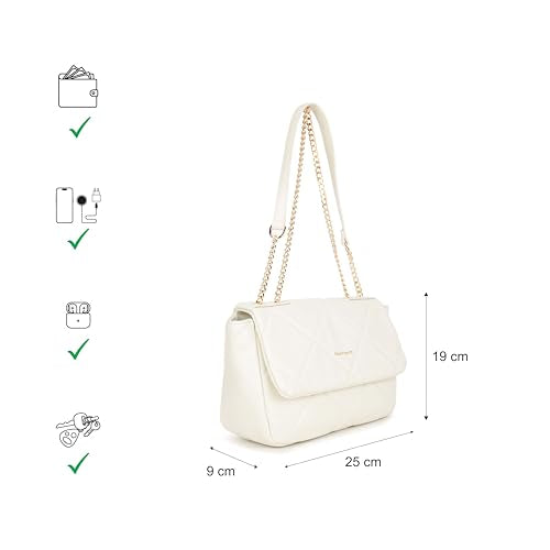 Fastrack Quiltpop Shoulder Bag | Quilted Faux-Leather Women’s Handbag | Gold Chain Accent, Zipper + Magnetic Closure, Spacious Compartment with Internal & External Pockets | Everyday & Casual Carry