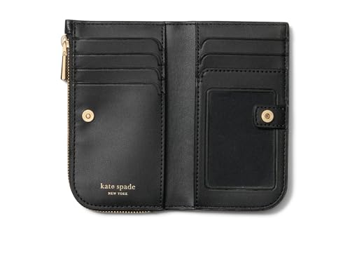kate spade new york Women's Devin Pebbled Leather Small Slim Bifold Wallet, Black, One Size, Devin Pebbled Leather Small Slim Bifold Wallet