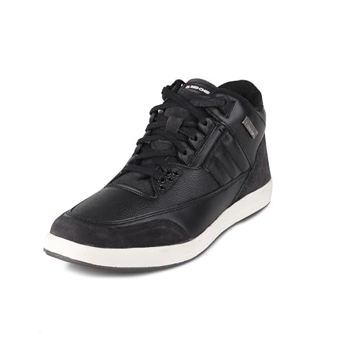 Red Chief Genuine Leather High Ankle Casual Sneakers for Men | Stylish & Comfortable Shoes | Black | RC3891