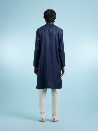 DIWAS BY MANYAVAR Men's Art Silk Thread Embroidery Festive Kurta Set (2pc) (Blue, XXL)