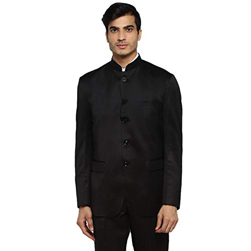 Royal Kurta Mens Polyviscose Bandhgala Formal Suit (46" Coat 40" Trouser, Black)