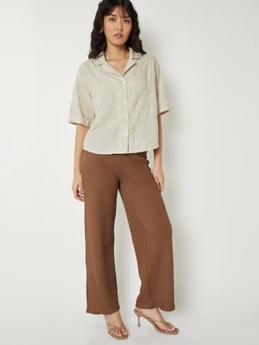 Max Women Embroidered Shirt(Beige_L)