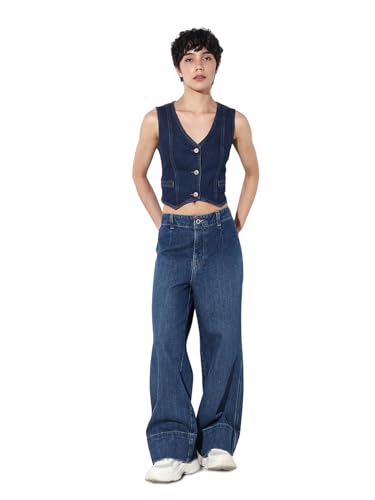 ONLY Women's Slim Fit Blue Waistcoat