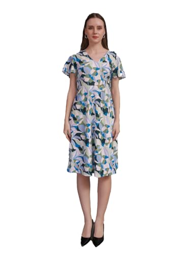 Zink London Women's Off White Printed A-Line Midi Dress