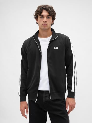 GAP Men's Full Sleeve Stylised Neck Oversize Fit Solid Sweatshirt,Black,XL