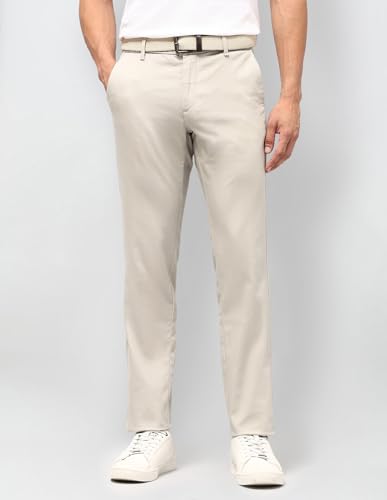 U.S.Polo Association Men's Textured Austin Slim Fit Trousers (USTRO014D_Ecru_34)