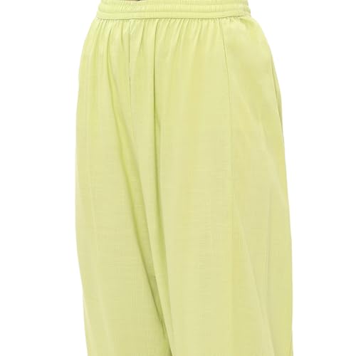 Rangriti Women Lime Green Viscose Rayon Flared Kurta Set_36