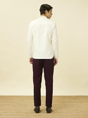 Manyavar Mens Cream Cotton Short Kurta