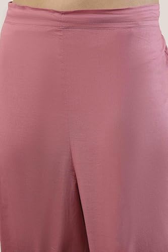 Biba Women Pink Cotton Straight Suit Set_36
