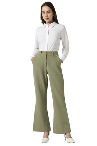 Van Heusen Women Olive Solid Formal Regular Fit Trousers
