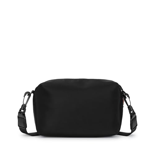 Fastrack Statement Chain Sling Bag for Women | Black Nylon Crossbody with Zipper Closure, Front Utility Pockets and Adjustable Strap | Lightweight Urban Sling for College & Travel