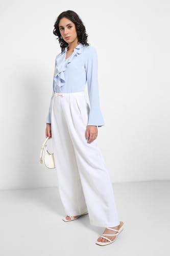 Annabelle by Pantaloons Women's Loose Casual Pants (SS25WWANBWV00071C36A33 DE Blanc