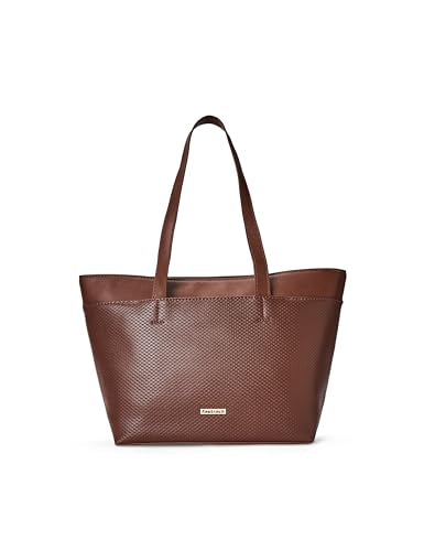 Fastrack Brown Dual Textured Tote Bag For Women