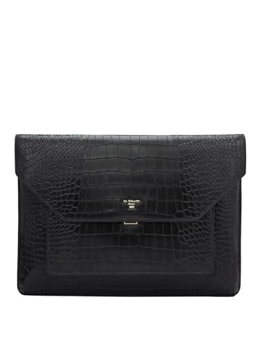 Da Milano Leather Laptop Bag for Men & for Women - Fits Upto 14" Laptop - Black