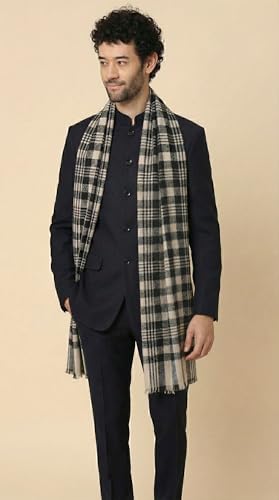 Zamour Faux Pashmina Reversible Stole for Men, Cashmere Feel Fine Wool Mens Muffler Shawl for Winter