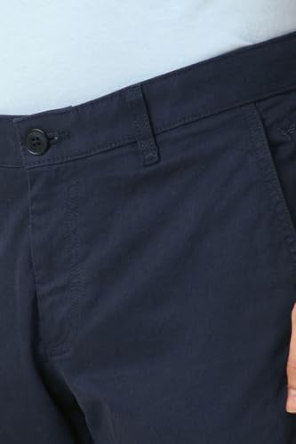 Men Navy Solid Casual Trousers
