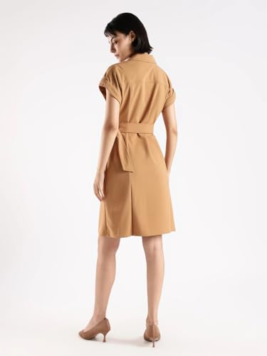 Polyester Notch Collar Shirt Dress