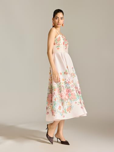 Label RITU KUMAR Blush Rosene Sleeveless Printed Long Dress
