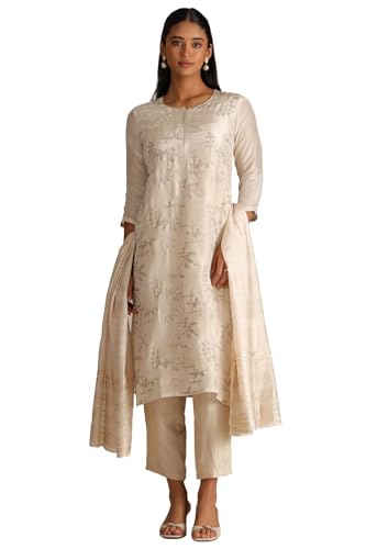 Soch Women's Tissue Kurta Set (EWS5CD21963_Beige