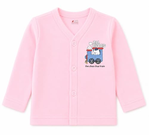 Lush Plush Baby Boys & Girls Cotton Full Sleeves Jhabla Vest | Front Open with Buttons | Lightweight & Breathable Fabric | Pack of 4 | Pastel Shades | 9-12 Months