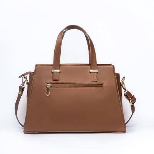 Strokes by Namrata Mehta Satchel Bag | Vegan Leather and Cotton Canvas (Mocha Elegance)