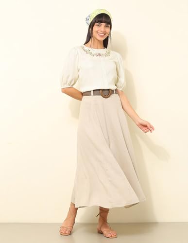 U.S. POLO ASSN. Floral Embroidered Top (UWSS25TOP234_Ecru_L)