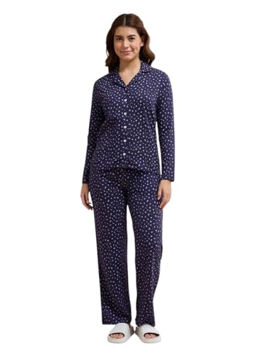 Amante Blue Printed Pure Cotton Women Night Suit