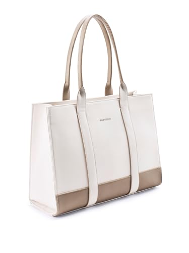 Lino Perros Womens Color-Blocked Commuter Tote Bag, Cream