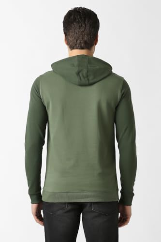 Men Green Embroidered Hooded Neck Sweatshirt