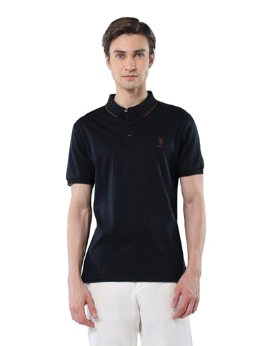U.S. POLO ASSN. Men's Textured Cotton 135 Anniversary Polo Shirt Blue